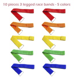 10 PCS 3 Legged Race Bands Three Legged Race Durable Firm Elastic Tie Rope Colorful 3 Leg Race Band for Outdoor Activities and Party Activities