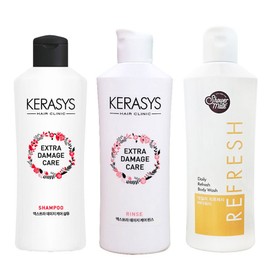 Kerasis Damage Care Shampoo 180ml 1 + Conditioner 180ml 1 + Mango Body Wash 180ml 1 / 케라시스 데미지케어 샴푸180ml 1개 +린스 180ml 1개+망고 바디워시 180ml 1개