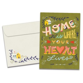 Tree-Free Greetings - New Home Housewarming Greeting Card - Artful Designs - 1 Card + Matching Envelope - Made in USA - 100% Recycled Paper - 5 x 7 - Home is Where (GO65251)