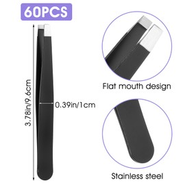 Dimeho 60 PCS Eyebrow Tweezers Set Slanted Tip Lash Tweezer Bulk Stainless Steel Tweezers Precision Tweezer for Women Men Facial Hair Ingrown Hair Blackhead Remover Eyelash Extension