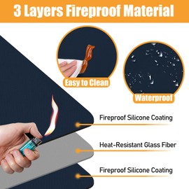 Amerbro Heat Resistant Mats for Countertop - Fireproof 16x24 in Heat Resistant Mats for Air Fryer - Kitchen Countertop Protector Hot Pad for Air Fryer, Coffee Maker, Stand Mixer, Oven - Blue - 2PCS