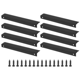 PATIKIL Mount Finger Edge Pull, 8 Pack 200mm/7.87" Aluminum Alloy Concealed Handle Cabinet Edge Pulls with Screws for Home Kitchen Furniture Door Drawer, Black