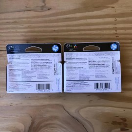 HP 67XL Genuine Ink Cartridges in Retail Box, 1 Black + 1 Tricolor, Exp 2026