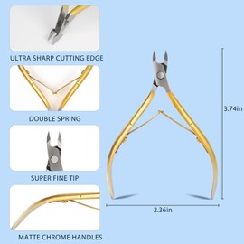 Criyar Cuticle Nippers Kit: Precision Nano-Coated Stainless Steel Cuticle Trimmer Remover for Fingernails and Toenails, Cutter for Manicure Pedicure, Nail Clippers Tools for Women (Gold+Red 2PCS)