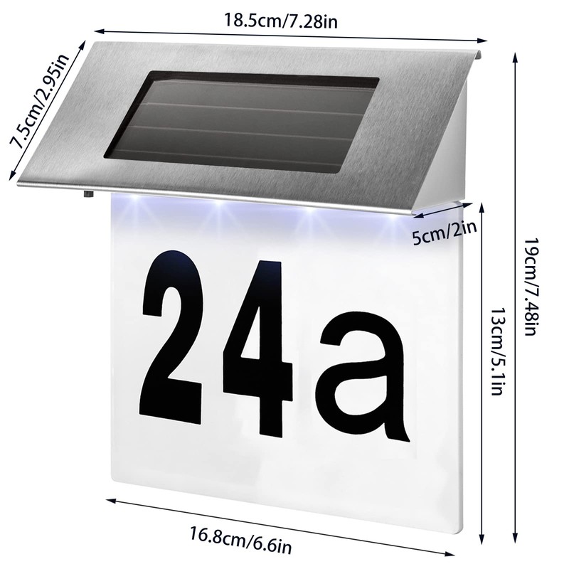 COEKI Stainless Steel House Number Solar Illuminated 4 LEDs Solar