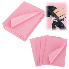 cobee 20 Pcs Disposable Nail Mats, Waterproof Pink Tissue for Manicurists, Nail Towel Cleaning Pads Table Pads Foldable for Dedicated Nail Tables, Tattoo Accessories(Pink)