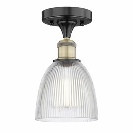 Innovations Lighting Castile - 1 Light Semi-Flush Mount in Industrial Style-9.75 Inches Tall and 6 Inches Wide-Black Antique Brass Finish-Cle