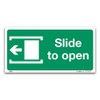 Slide to open left Fire exit Sign, 1mm Rigid Plastic