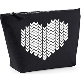 Hippowarehouse Cross stitch heart printed make up cosmetic wash bag 18x19x9cm