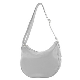 modamoda de - T222 - Italian Leather Shoulder Bag, Teleggrey.