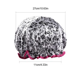 Lotsdonxia Reusable Double Thickened Shower Cap Waterproof Comfort and Trendiness for Bathing, Showering, and Hair Protection (Flower)