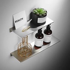 Celbon Shower Shelf No Drilling Shower Basket Bathroom Shelf Rustproof Stainless Steel Wall Shelf Shower Basket Bathroom Shelf Shower Shelf Wall Mounted Brushed 30 cm