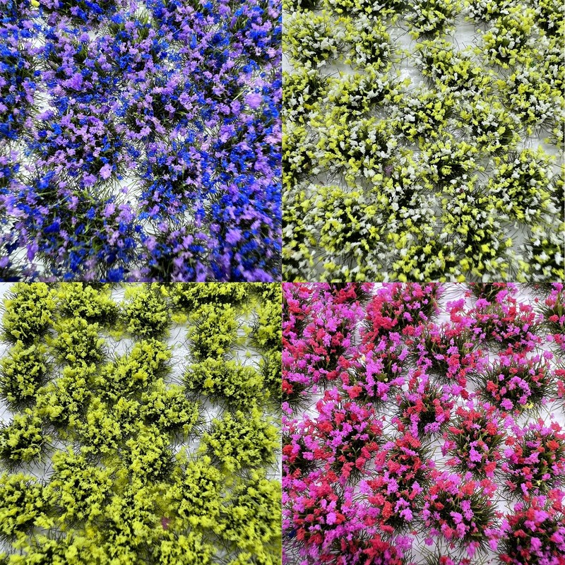 Woohome Miniature Colourful Flower Cluster, Multi Sizes Static Grass Tuft