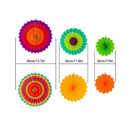 24 Pcs Colorful Hanging Paper Fans Set, Hanging Honeycomb Paper Fans Collection for Birthday, Wedding, Baby Shower Party Decorations (Colorful)