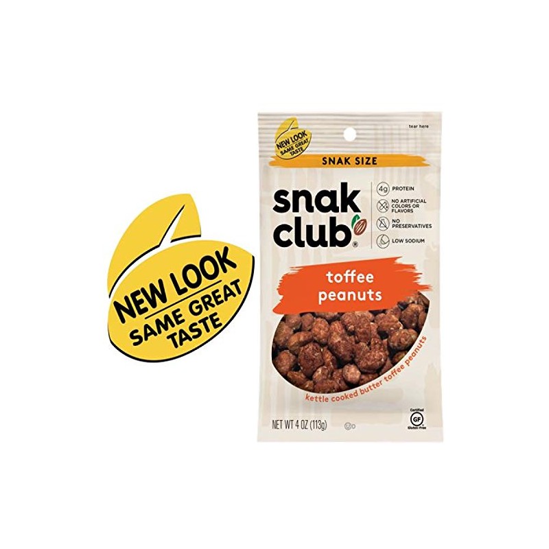 Snak Club Toffee Peanuts, 4 Ounce (Pack of 12)