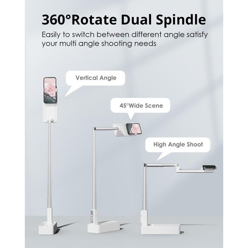 SupeDesk Phone Stand for Recording, Overhead Phone Mount with Light,