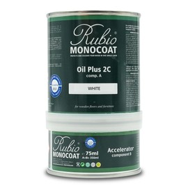 Rubio Monocoat Wood Stain & Finish 175 ft² - White | Oil Plus 2C | Quick-Dry, Eco-Friendly Linseed Wood Oil for Indoor Use, Includes Accelerator (Part B) | Protector | 350 ml