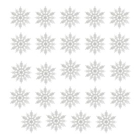 24 x Christmas Decoration Snowflakes, Diameter 10 cm, for Christmas Tree Glitter Silver Christmas Tree Decoration, Snowflakes for Hanging, Decorating Christmas Trees and Windows