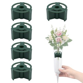 NICENEEDED 5 PCS Cemetery Grave Vase Inserts, Reusable Flower Holder Bracket with 4 Hole Cylindrical Insert, Plastic Cemetery Flower Holder for Grave Vase Decorations, Keeping Bouquets in Place