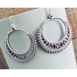 Filigree Antique Silver Medallions on Sterling Silver Earrings Native Design Boho Handmade Women