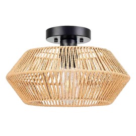 Lámpara de techo de ratán, Lámpara de techo tejida a mano de montaje empotrado, mini lámpara de araña,Estilo bohemio para pasillo dormitorio cocina entrada sala de estar