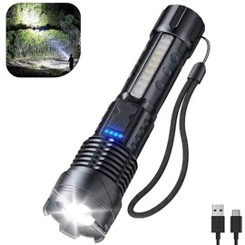 Rechargeable LED Flashlight 1/2Counts Waterproof Portable Flashlight for Fishing, Hunting, Climbing, - Color: 2600mAh