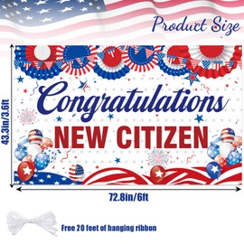 Congratulations New Citizen Banner Backdrop Decorations, American New Citizen Banner Decorations Party Supplies, New American Naturalization Party Idea Congrats on Your Citizenship