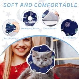 Maiiu Soft Adjustable Cat Cone Collar, Comfortable Cat Recovery Collar Suitable for Various Types of Cats,Elizabethan Neck Protective Collar for Cats After Surgery (Blue, Small)