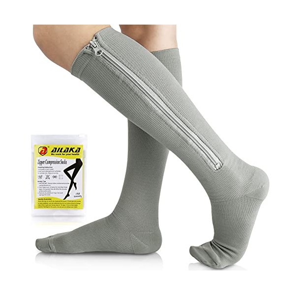 Ailaka Ailaka 15-20 mmHg Zipper Compression Socks for Women Men,