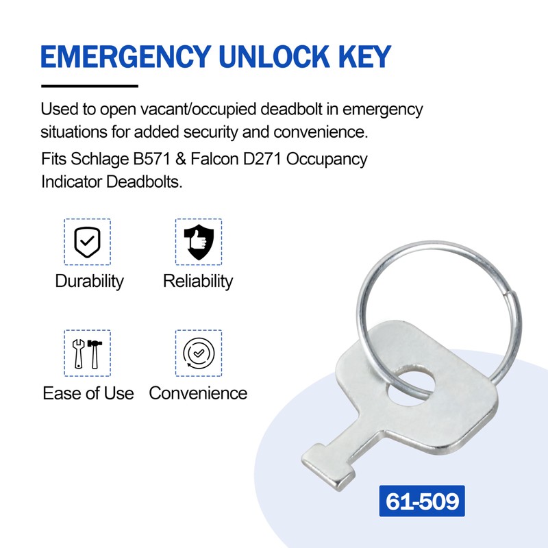 61-509 Emergency Release Key for Schlage B571,Falcon D271 Indicator Deadbolts,Emergency