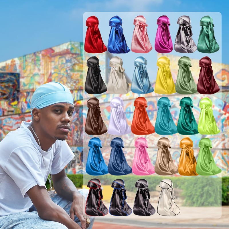 ForceWave Silky Durag for Men Wave Cap Satin Dorag for