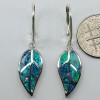 Amber America Blue FIRE OPAL Leaf Earrings 925 STERLING SILVER