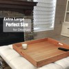 MAGIGO 24 x 24 Inches Large Square Cherry Wood Ottoman