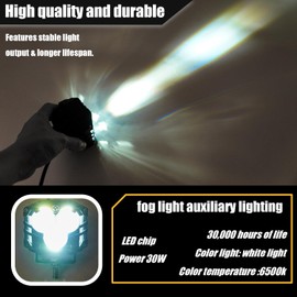 HENGTUAOTO 2-Pack 2.5inch Three-Eye 30W Spotlight 5400LM with JL A-Pillar Windshield Hinge Mounting Brackets Wiring Harness Kit, for Wrangler JL/JLU 2018-2023 Gladiator JT 2020-2023