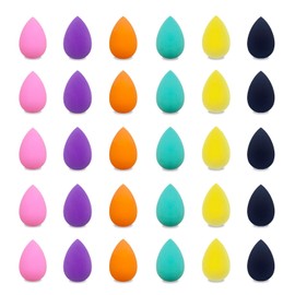 Esponja de maquillaje a granel pequeña mini licuadora de belleza: 30 esponjas de maquillaje de esponja de belleza de base de varios colores para base, mezcla, esponjas de maquillaje para la ca