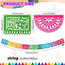 10 Pack Mexican Party Banners,Felt Banners Fiesta Party Decorations Papel Picado Banner Day of the Dead Decorations Mexican Party Decorations Dia De Los Muertos Day of the Dead Decor Supplies, 164 FT