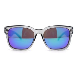 Kush Color Mirror Mens Sport Horn Rim Rectangle Plastic Sunglasses Slate - Teal Mirror