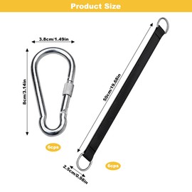 6 Sets Tree Swing Straps Hanging Kit, Heavy Duty Hammock Straps, 50cm*25mm Adjustable Swing Hanging Straps, Adjustable Heavy Duty Hammock Straps, for Tree Swing Hammocks