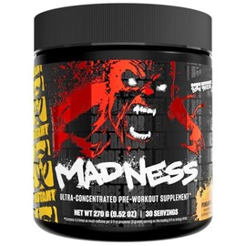 Mutant Madness Pre-Entreno en Polvo Sabor Piña Sin Azúcar Añadida 225 g  Con L-tirosina, ácido málico y cítrico usuarios primerizos deben probar 14 a 