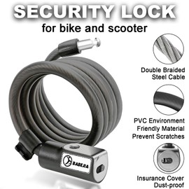 BABEJIA E Scooter Lock with Key, E Scooter Lock with Holder 120 cm / 12 mm, Bicycle Lock Compatible with E Scooter, Multifunctional Purpose Lock for Scooter, Bicycle, Pushchair