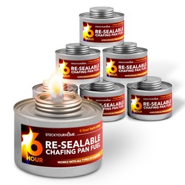 6-Hour Food Warmers for Parties (6 Pack), Chafing Fuel Cans with Wick and Safety Twist Cap, Catering Food Warmers for Buffets, Parties, Weddings, Long Lasting Burners for Food Warmer, Food Heater