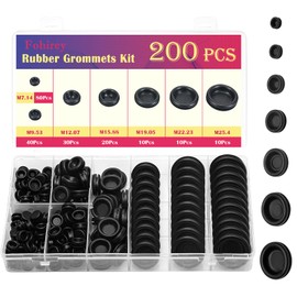 Fohirey Cable Grommet Rubber 7 Sizes, Set Rubber Plugs, Round Body Plugs, Black Cable Grommet, Blanking Plugs for Cable Protection, Wire, Boat, Motorhome, Car, Pack of 200