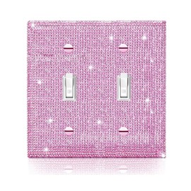 Shiny Silver Pink Bling Outlet Covers Wall Plate Double Toggle Light Switch Cover for Bedroom Accessories Home Decorative