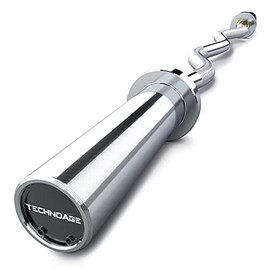 TECHNOAGE EZ Curl Bar, 47" Olympic Curl Bar(350LBS Capacity) Solid Chrome Barbell with Copper Sleeve and Bearing for 2-inch Plates