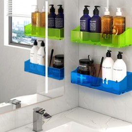 YAWSOUP Acrylic Bathroom Organizer Shelves Wall Mounted Shower Caddy Adhesive Shower Organizer 3 Pack,No Drilling and Rustproof Suitable for Shower Room and kitchen Storage