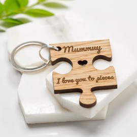 'Mummy I Love You To Pieces' Keyring, New Mum Key Ring, Newborn Mumma Mother's Day Gifts, Grandma Day, Best Great Mom Keyring Step Son Daughter Twins Wife Husband New Born Key Chain No.1 Mama Friend