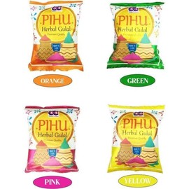 DIGSMORDEN Pihu Herbal Gulal Multicolour Pack of 4 | 100% Natural and Herbal Gulal | Organic Coloured Powder | Non-Toxic and Skin-Friendly Holi Gulal | Holi Celebration