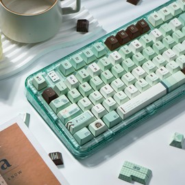 TIMSEKER Mint Mambo 147 Keys Mint Green Keycaps Set, Custom Cherry Profile Keycaps, Five Side Dye Sub PBT Keycaps for 61/64/68/75/84/87/104/108 Mechanical Keyboard, 1.5mm Thickness Keycaps