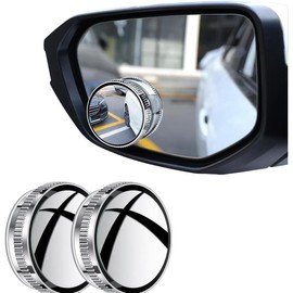 Car Rearview Mirror Suction Cup Small Round Mirror Car Reversing 360 Auxiliary Ultra-Clear Reflective Blind Spot Large Field of View Wide Angle - Color: 2 pcak [red]