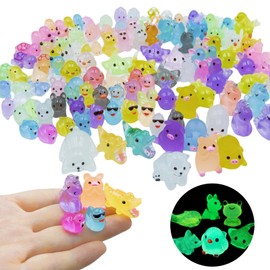 Glow in The Dark Luminous Mini Resin Animals 130 Pcs Set - Tiny Ducks, Mushrooms, Frog, Dinosaurs, Turtles, Rabbits- Perfect for DIY Fairy Garden, Garden Decor, Aquarium, and Bonsai Hideaway